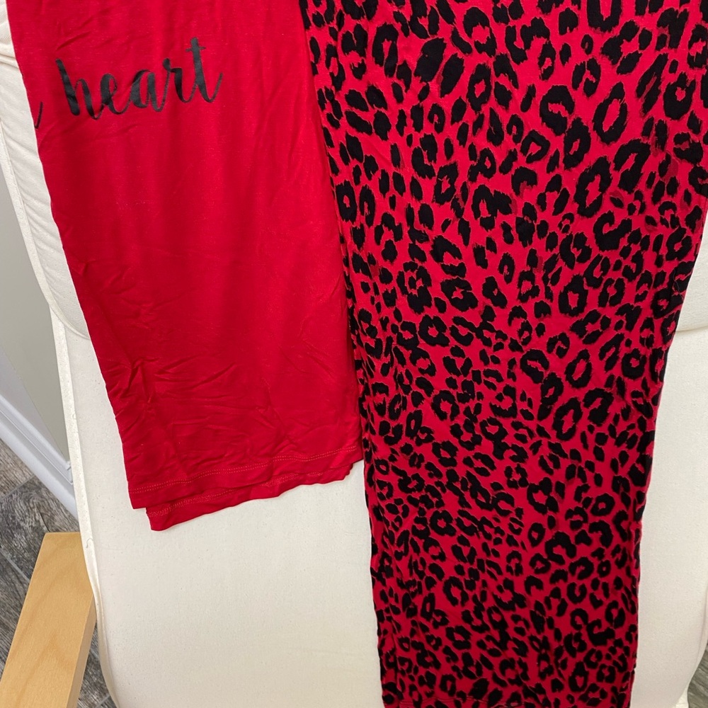 Chico's Red and Black Leopard Print Pajama Set